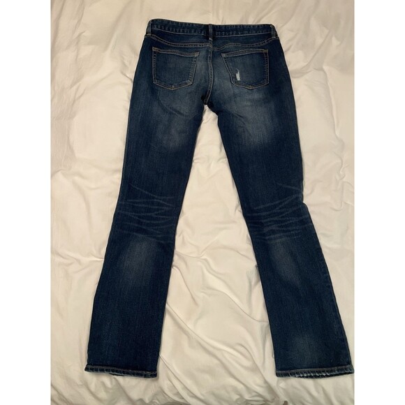 Gap Jeans 1969 Real Straight Distressed Women’s R 29 Dark Blue Denim - Picture 2 of 10